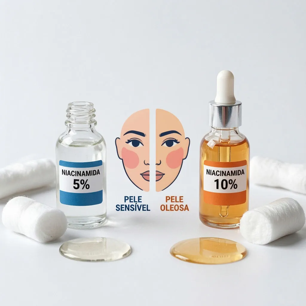 Niacinamida 5% vs 10%: qual concentração escolher para pele sensível e pele oleosa